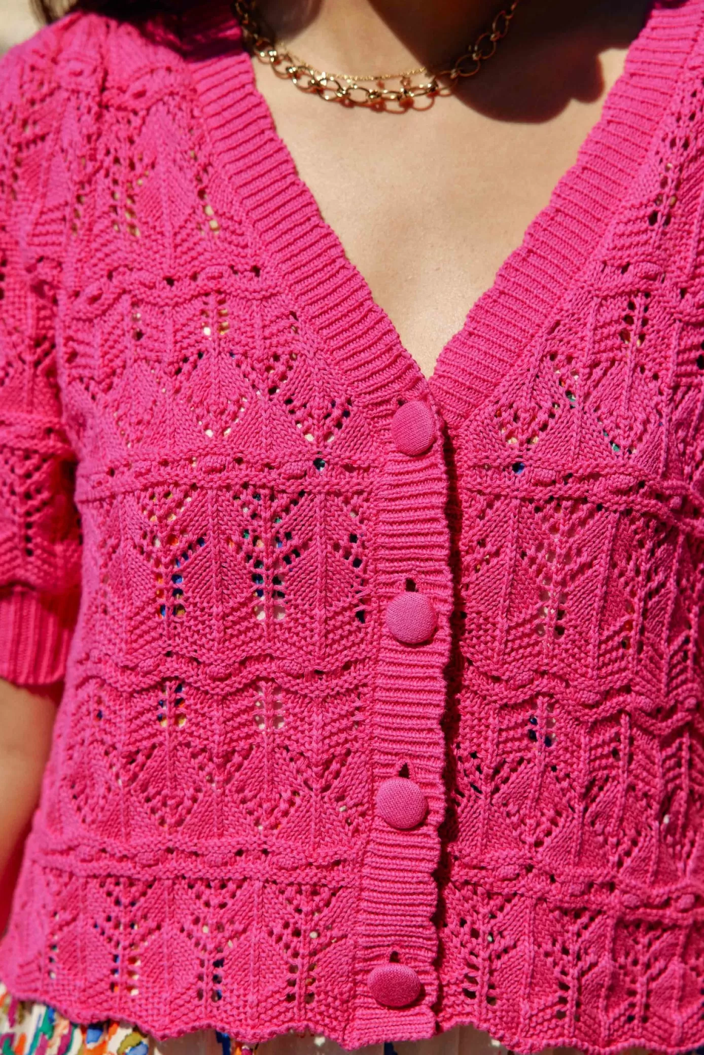 Mailles | LA PETITE ÉTOILE Gilet Rowena Fuchsia